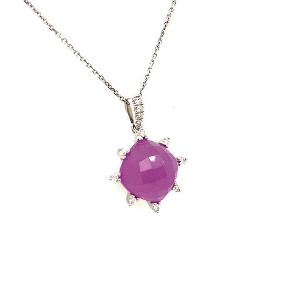 14k Purple Gem/Diamonds Necklace - Picture 4 of 10